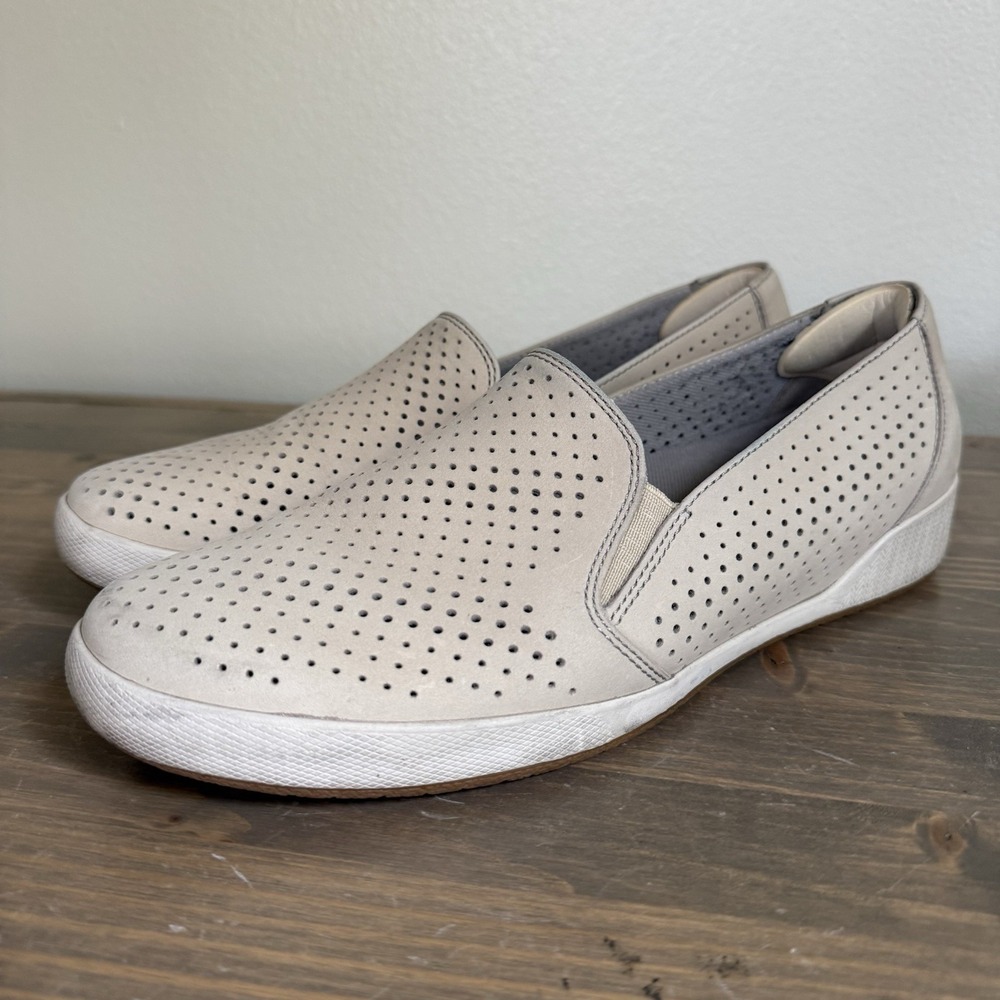 Dansko Womens 41‎ Beige Odina Perforated Leather Slip On Comfort Shoes Flats